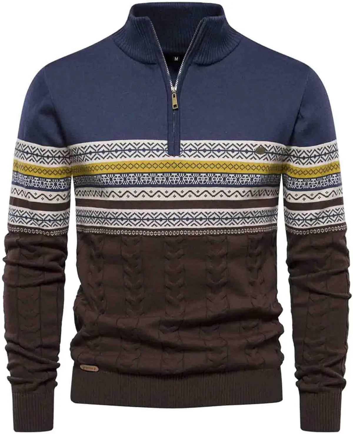 Men's Quarter Zip Jumper – Cotton Knit, Stand Collar