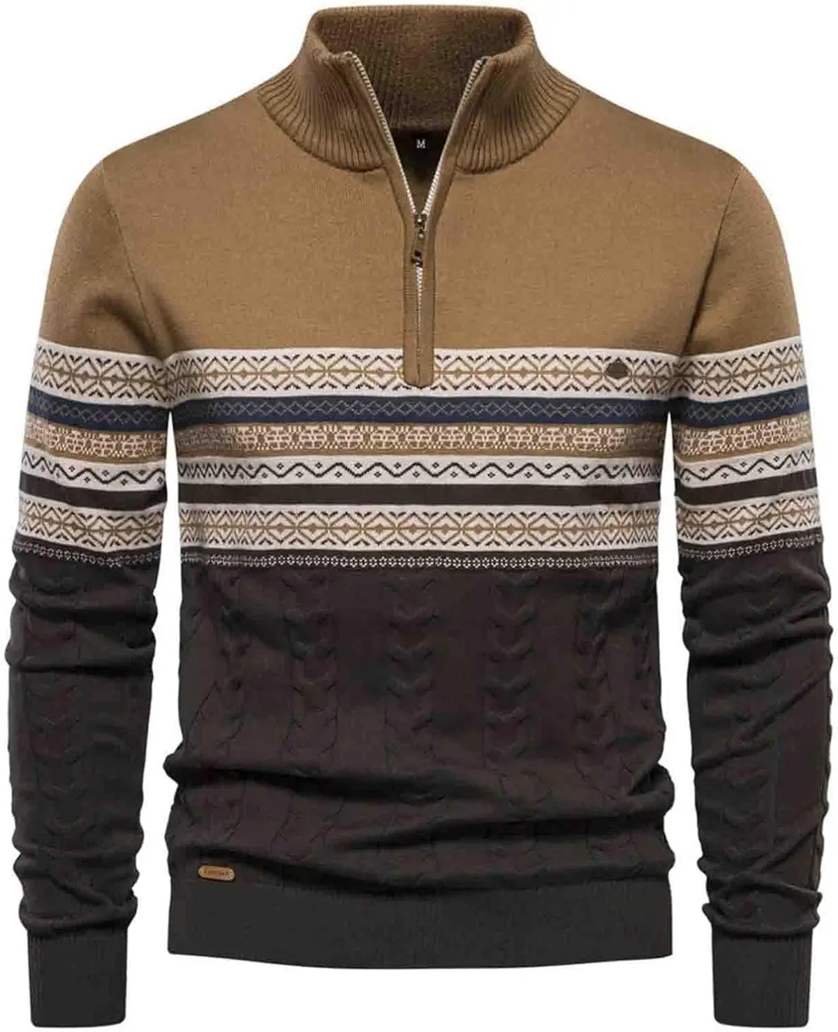 Men's Quarter Zip Jumper – Cotton Knit, Stand Collar