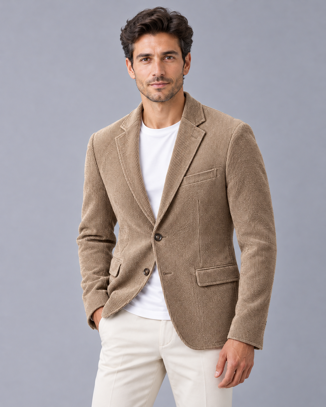 Men's Corduroy Sport Coat | Classic Two-Button Blazer for Timeless Style