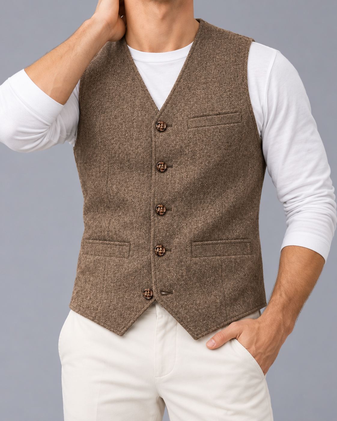 Men's Denim Gilet – Slim Fit, Button Front