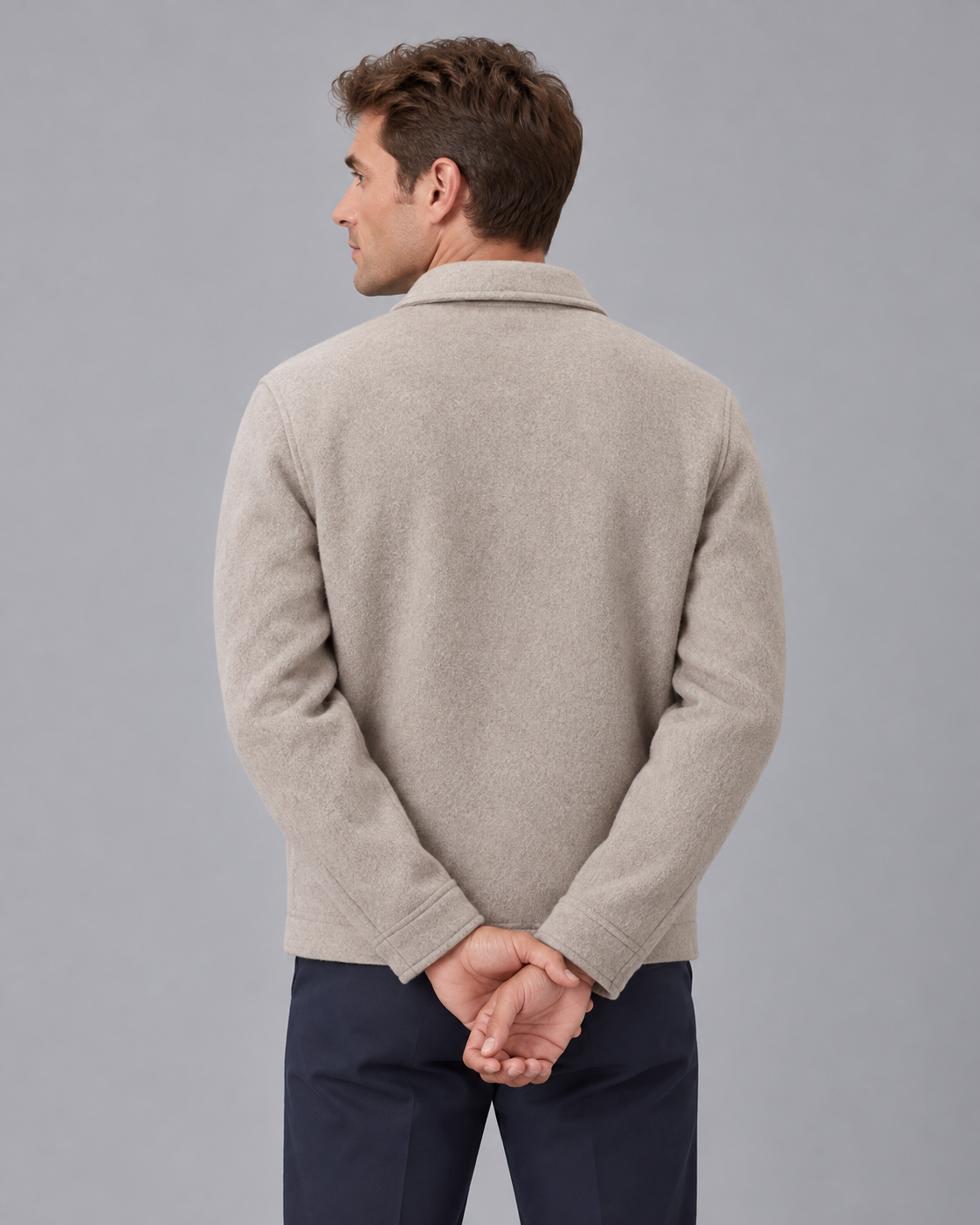 Men's Wool Jacket with Zip Fastening
