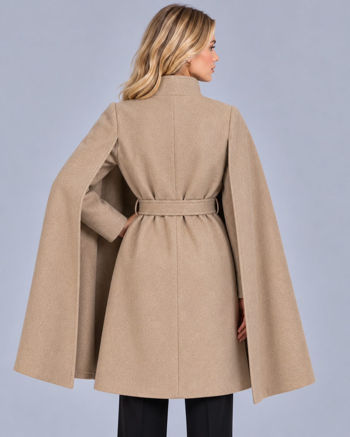 Women's Wool-Look Belted Cape Coat