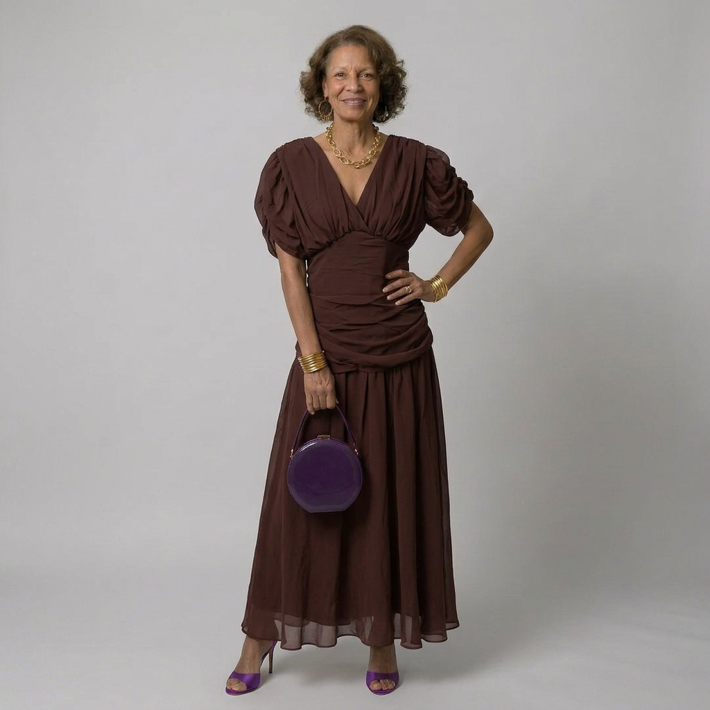 Women Pink Purple Floral Print V Neck Maxi Dress