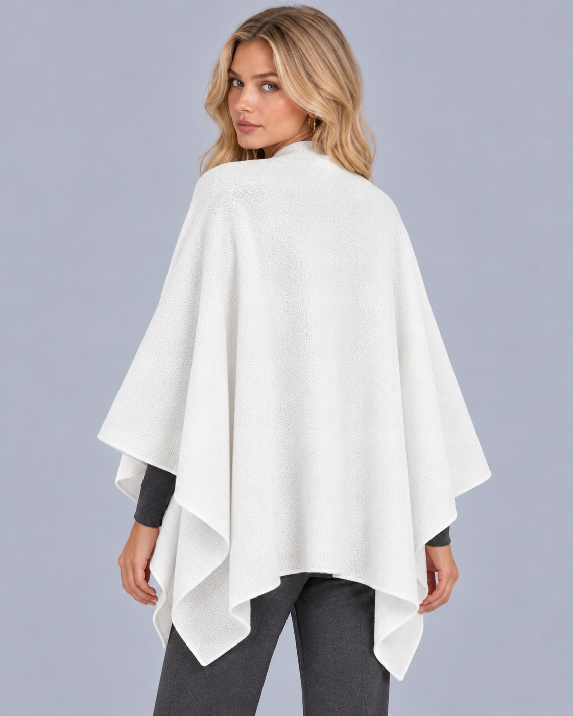 Women's Wool Knit Shawl with Open Front