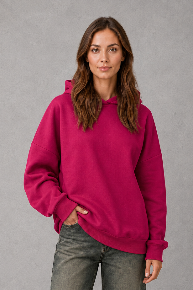 Women's Fleece Hoodie – Cotton Blend, Relaxed Fit