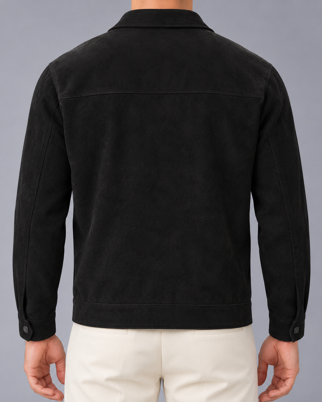 Men's Suede Look Jacket – Relaxed Fit, Front Pockets