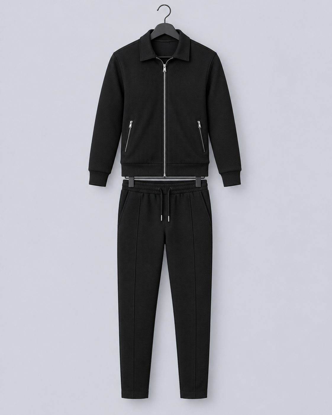 Men's Waffle Tracksuit Set - Zip Jacket & Pants