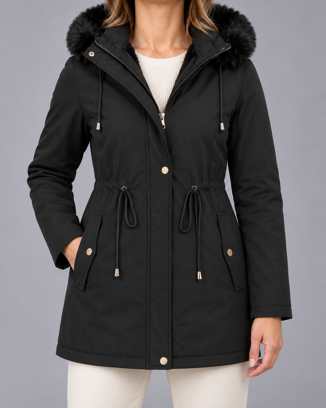 Women's Faux Fur Hooded Parka – Fleece Lined