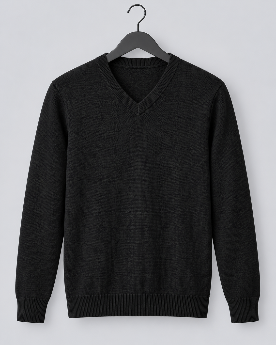 Men's V-Neck Jumper – Soft Knit Long Sleeve Sweater, Relaxed Tailored Fit