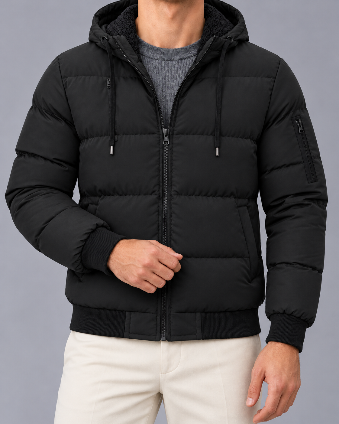 Men's Quilted Puffer Jacket | Padded Winter Coat with Hood