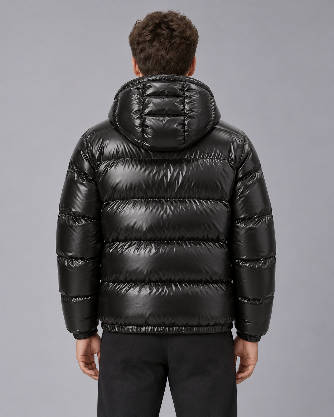 Men's Hooded Puffer Jacket – Shiny Quilted Winter Jacket with Full Zip, Relaxed Fit