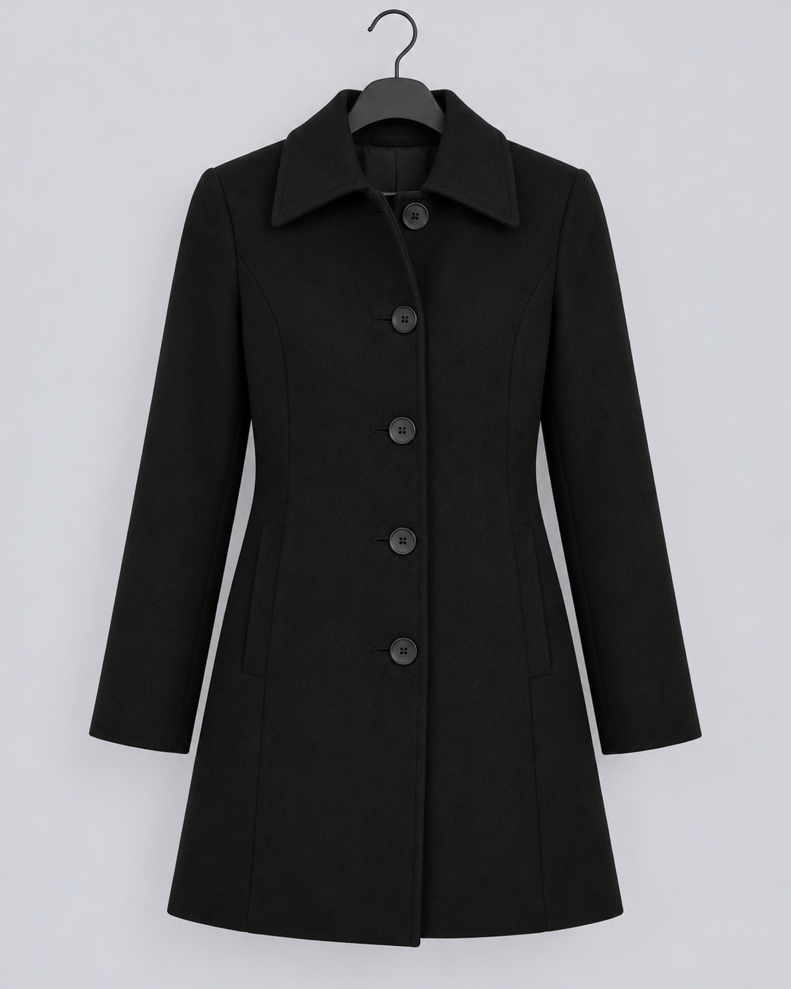 Women's Wool Fit-and-Flare Coat | Notch Lapel Mid-Length Coat