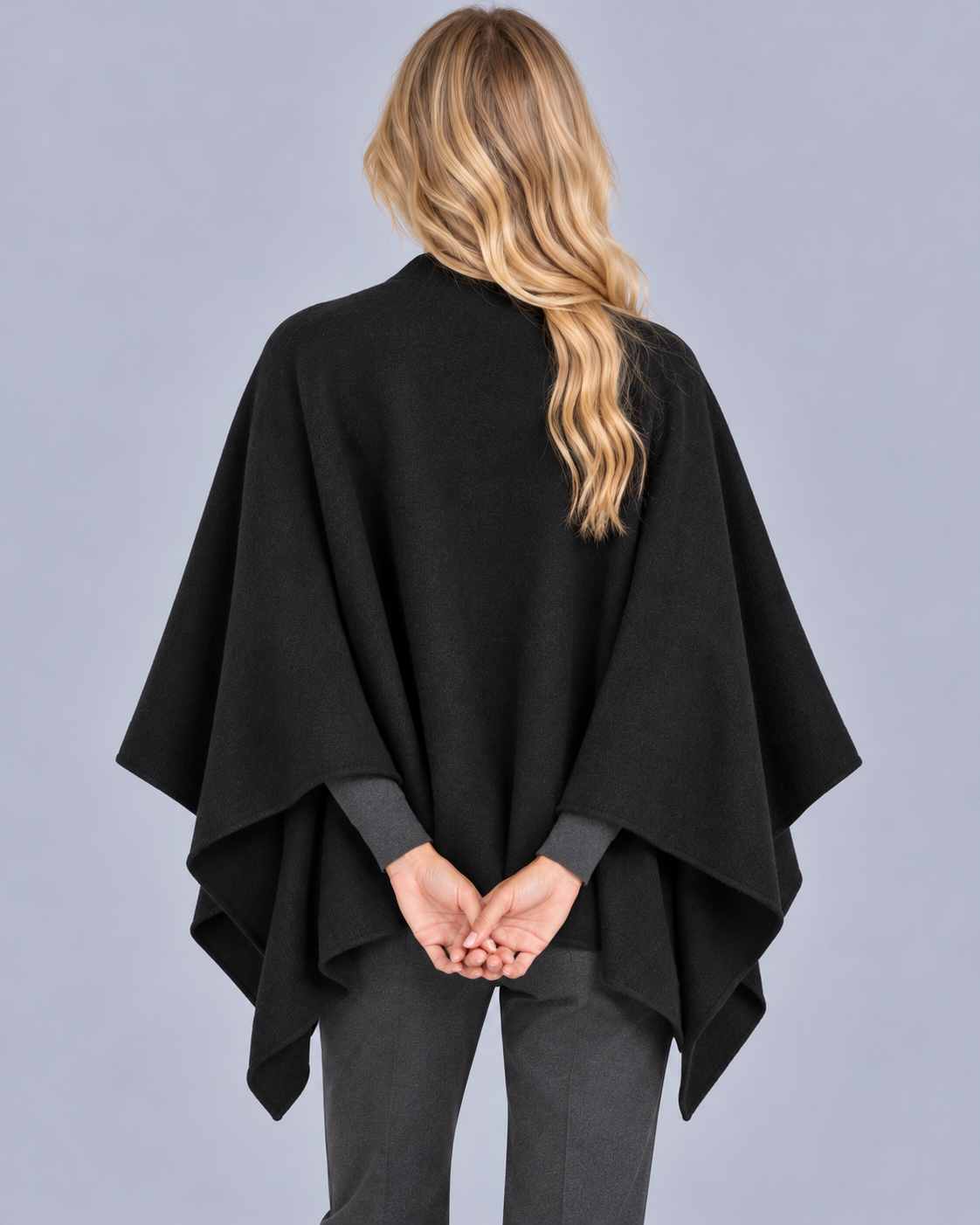 Women's Wool Knit Shawl with Open Front