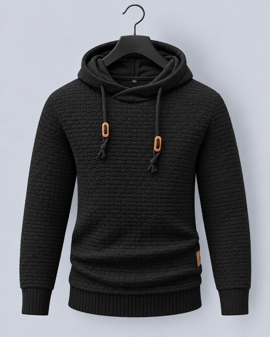 Men's Textured Hoodie with Drawstring Hood