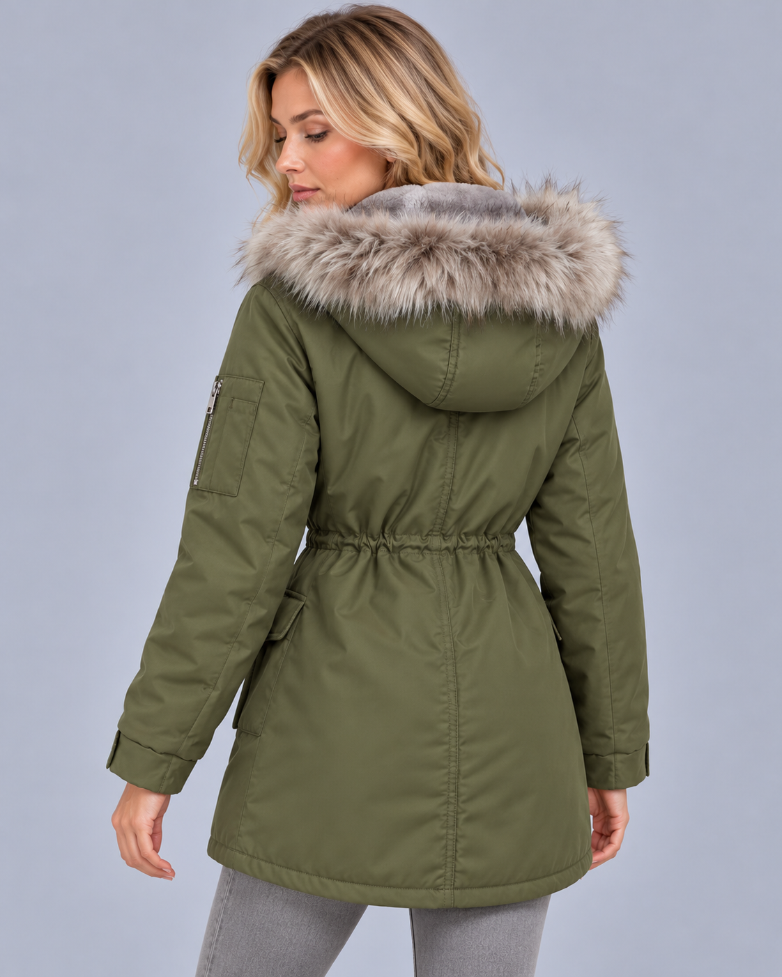 Women's Winter Parka with Faux Fur Hood