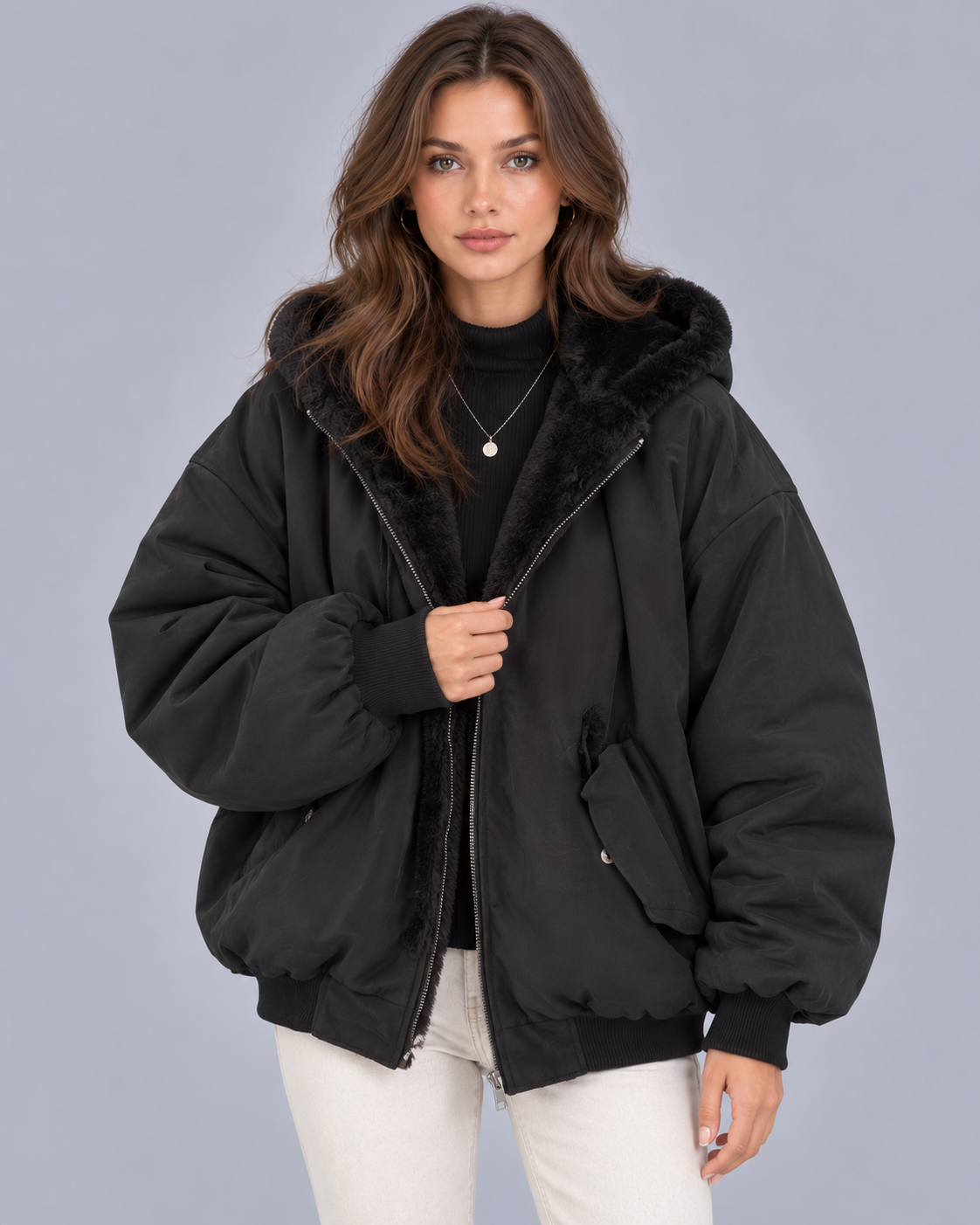 Women's Oversized Reversible Bomber Jacket