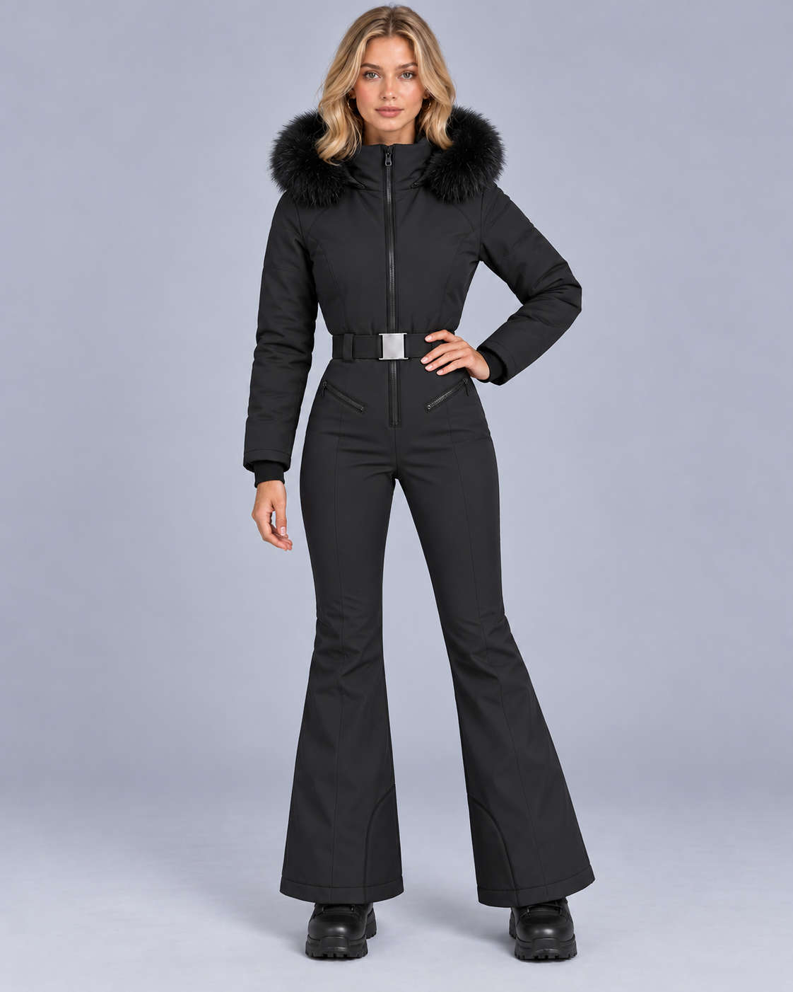 Women's Hooded Ski Suit with Belt