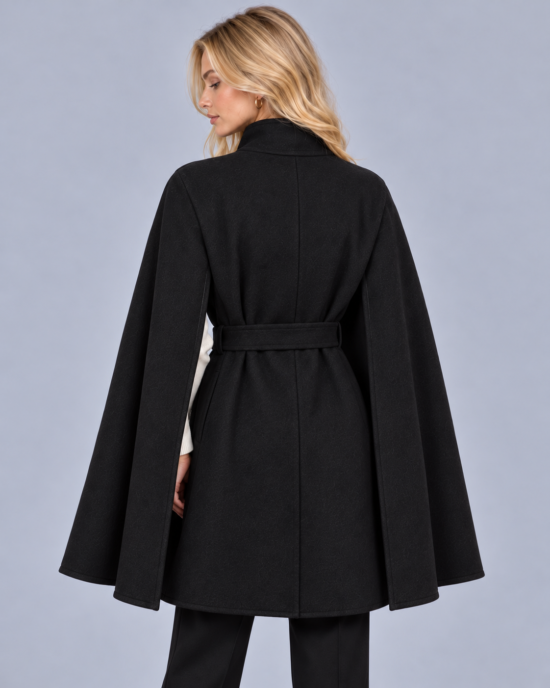 Women's Wool-Look Belted Cape Coat