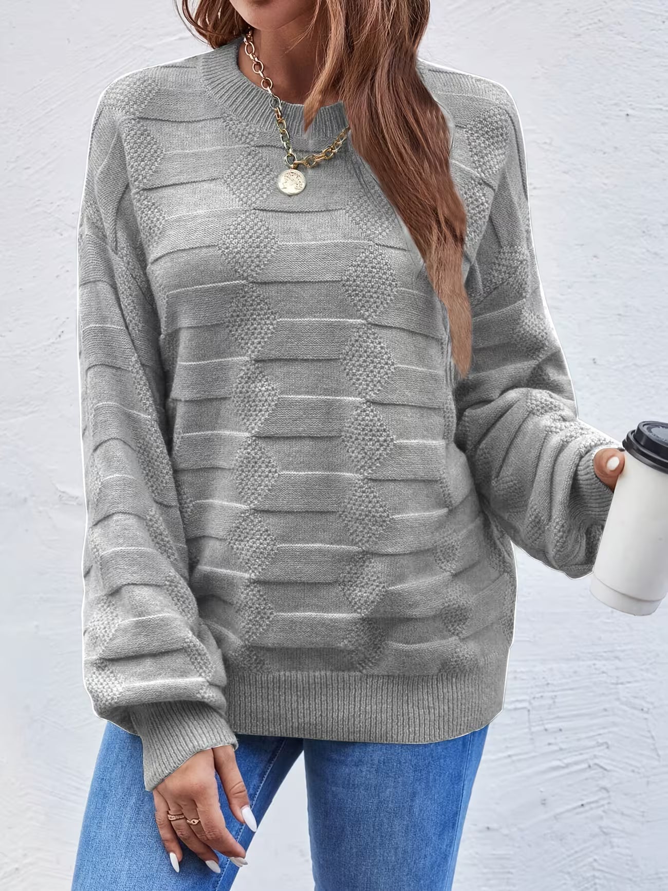Women's Casual Crew Neck Long Sleeve Sweater Shirt