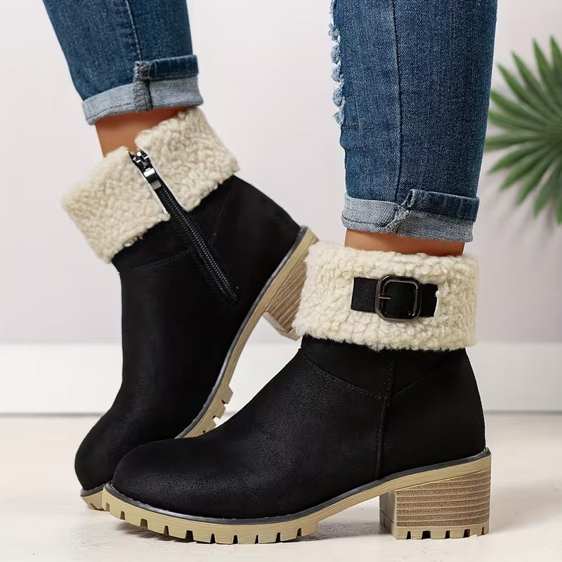 Women’s Black Round-toe Zip Ankle Boots Footwear