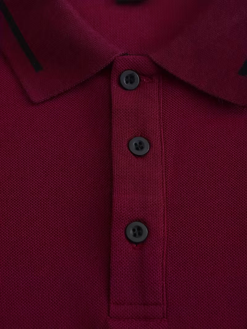 Men's Long Sleeve Rib-detail Stretch Golf Shirt