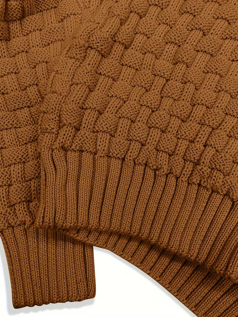 Men's Waffle Knit Button Front Casual Sweater Shirt