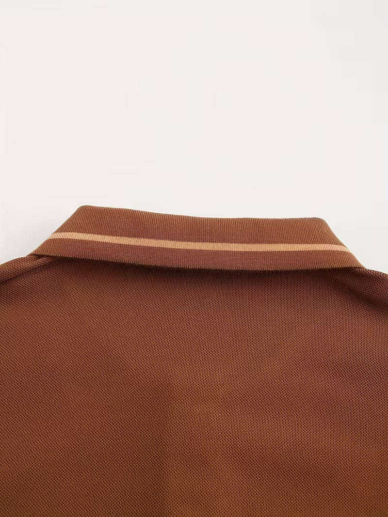 Men's Long Sleeve Rib-detail Stretch Golf Shirt