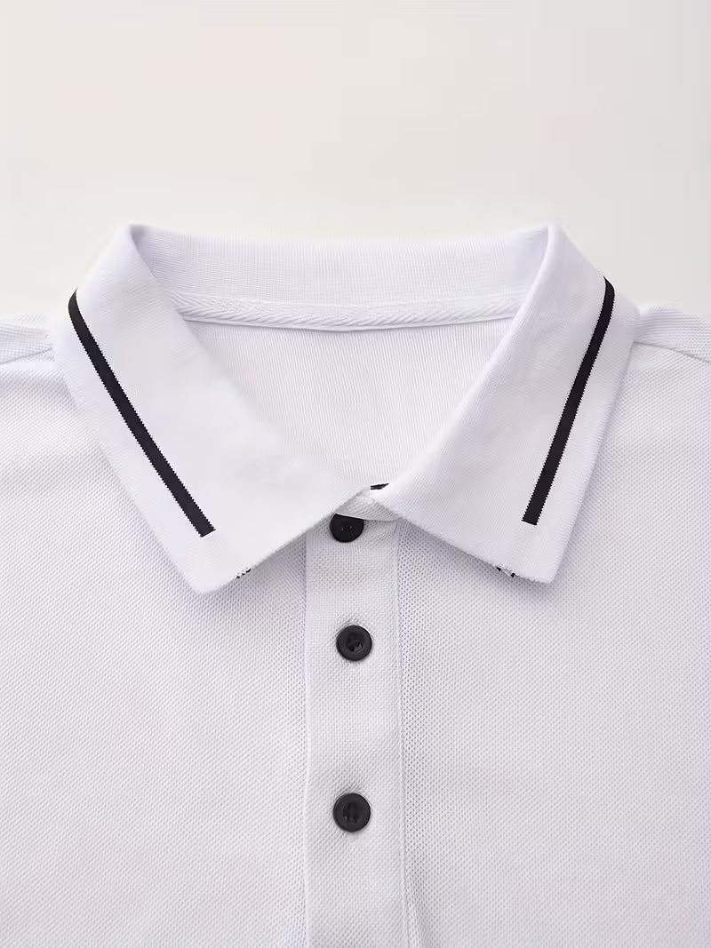 Men's Long Sleeve Rib-detail Stretch Golf Shirt