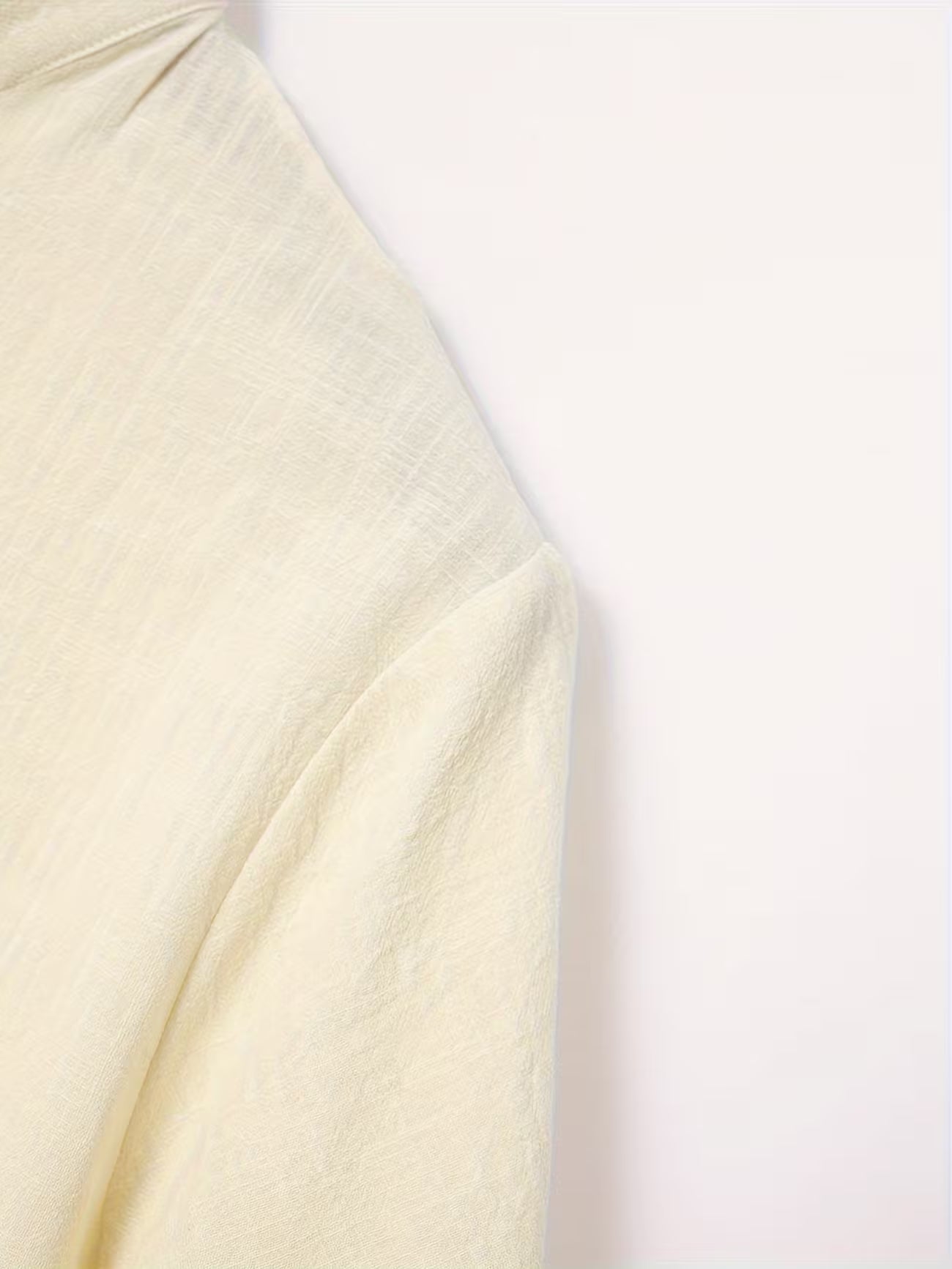 Mens Linen Stand Collar Short Sleeve Shirt