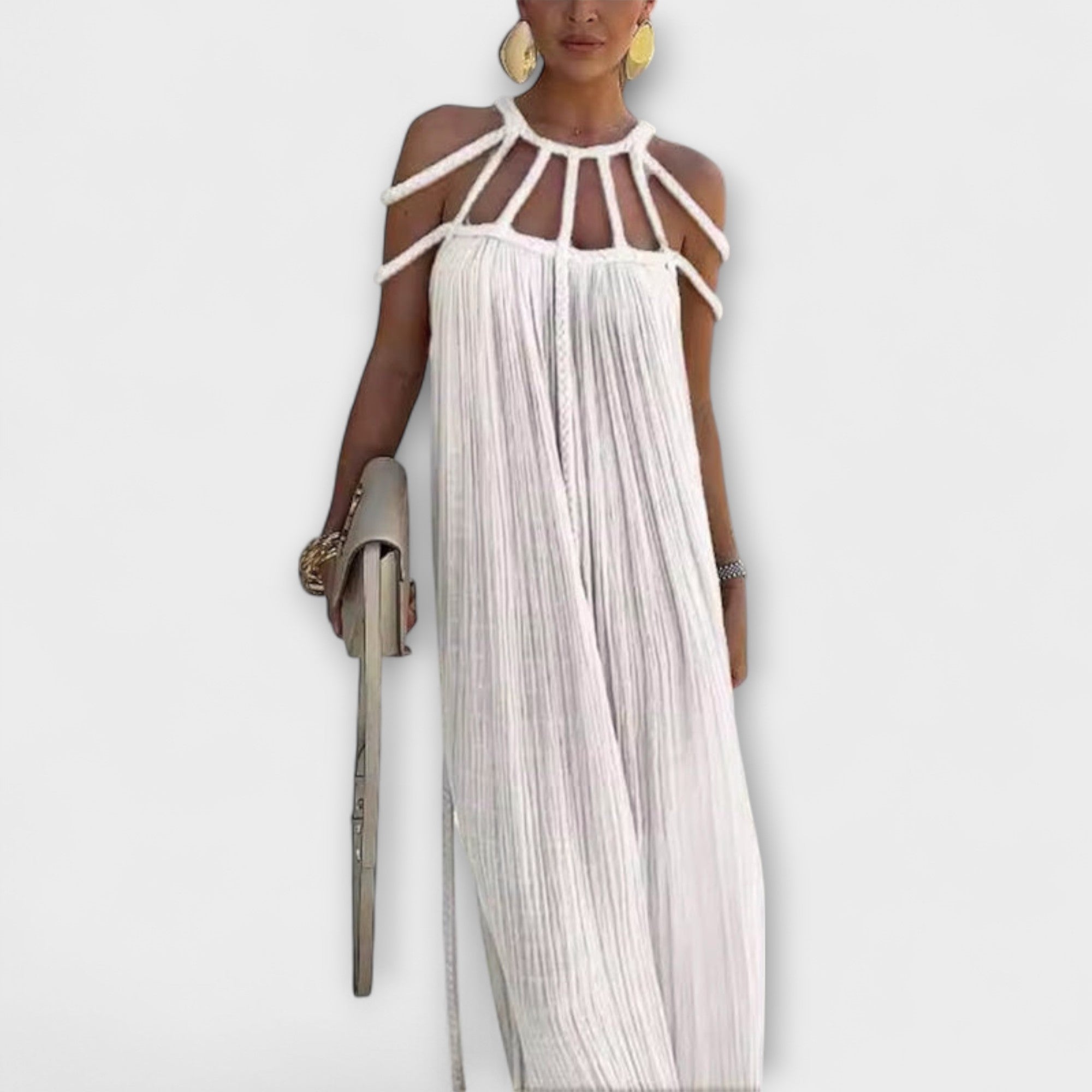 Chic Maxi Dress Made From Blend With Draped Straps