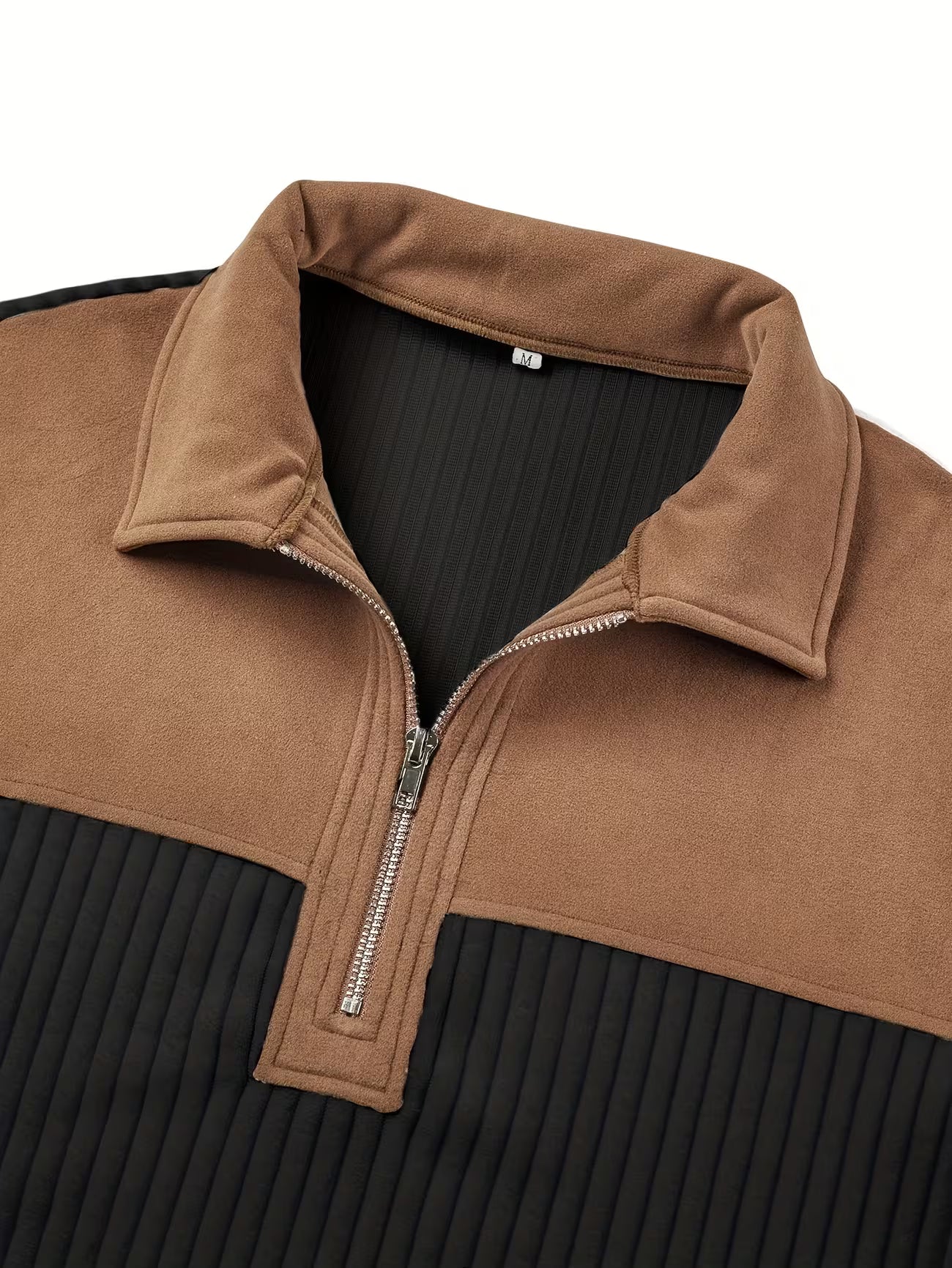 Men's Color Block Stand Collar Pullover Sweater Shirt