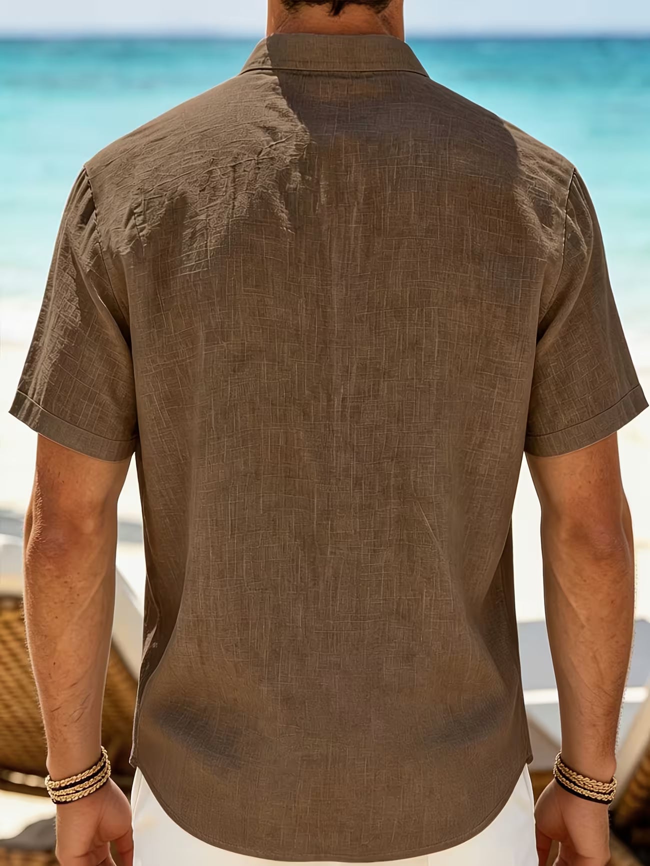 Men's Cotton Stand Collar Button Shirt