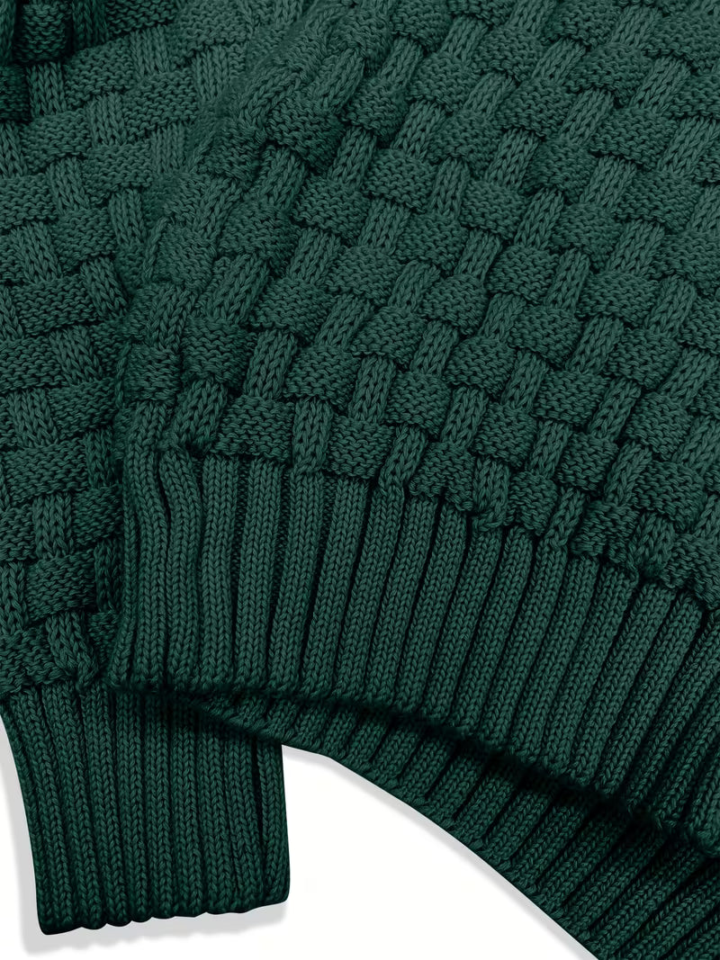 Men's Waffle Knit Button Front Casual Sweater Shirt