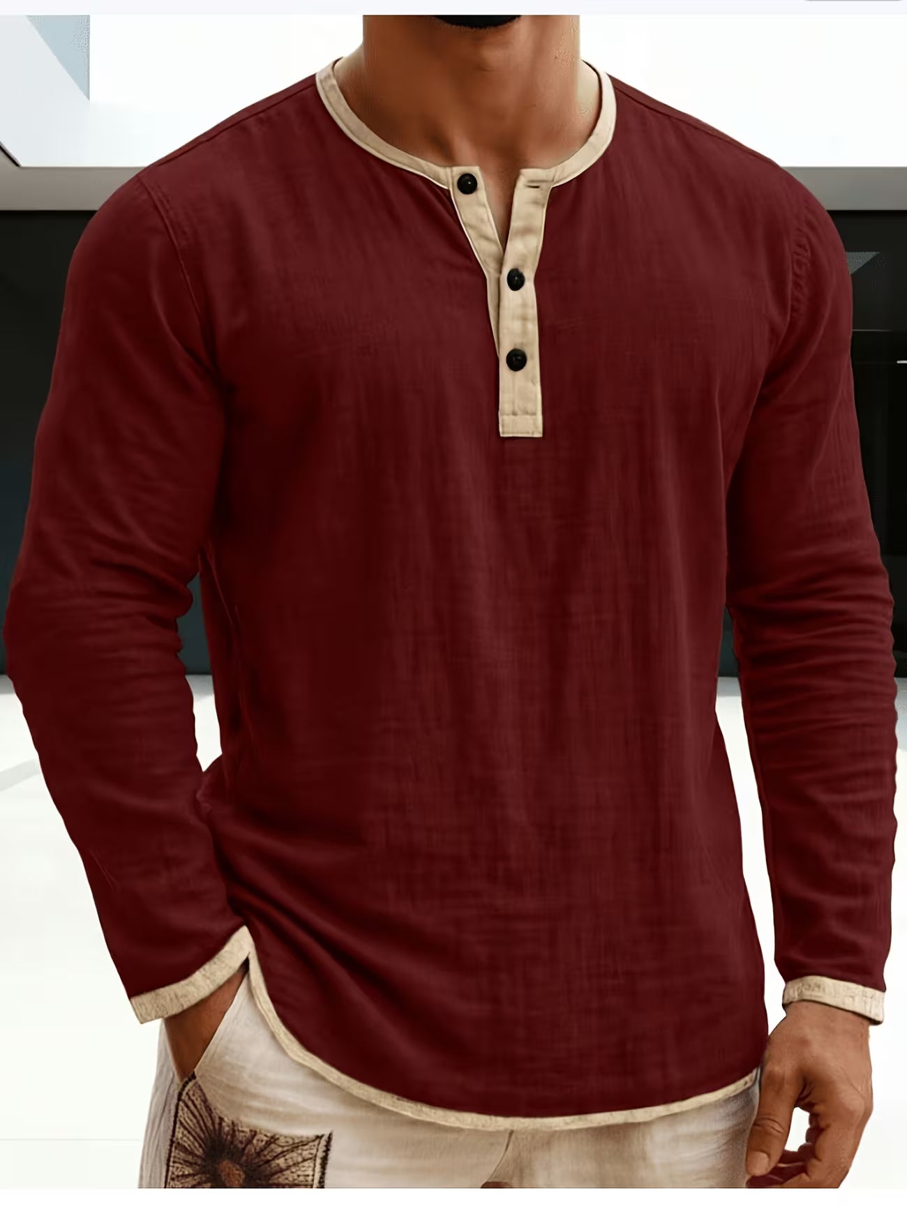 Men's Linen Button-up Beach Shirt