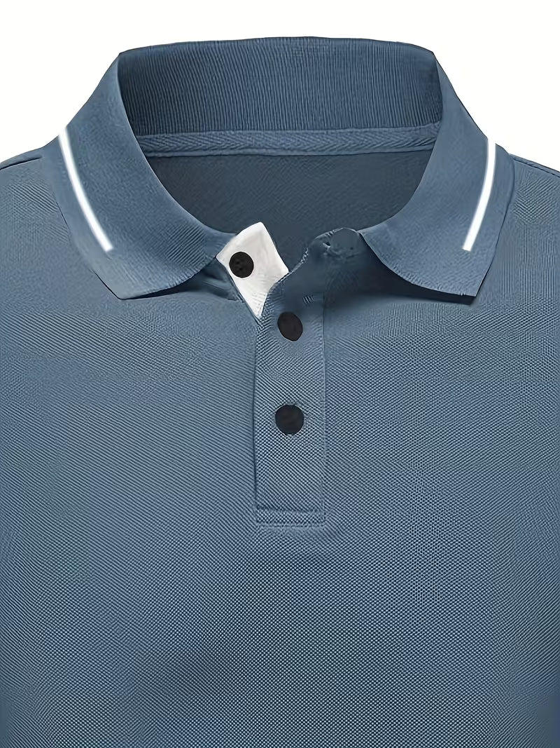 Men's Long Sleeve Rib-detail Stretch Golf Shirt