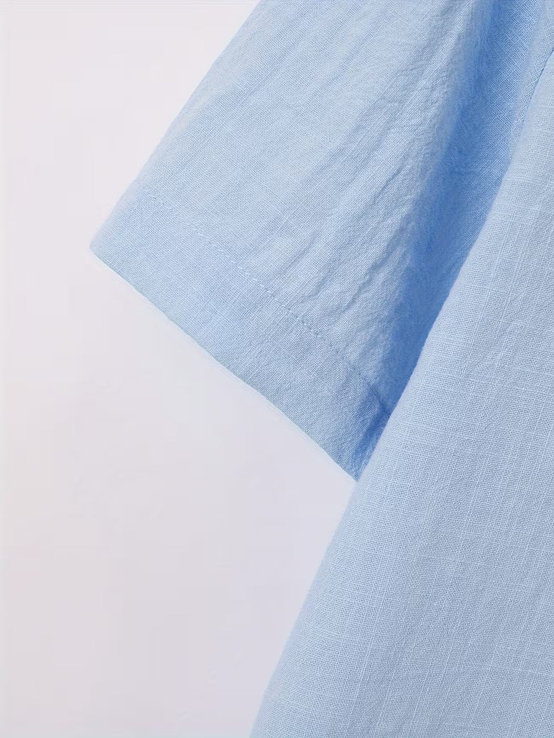 Mens Linen Stand Collar Short Sleeve Shirt