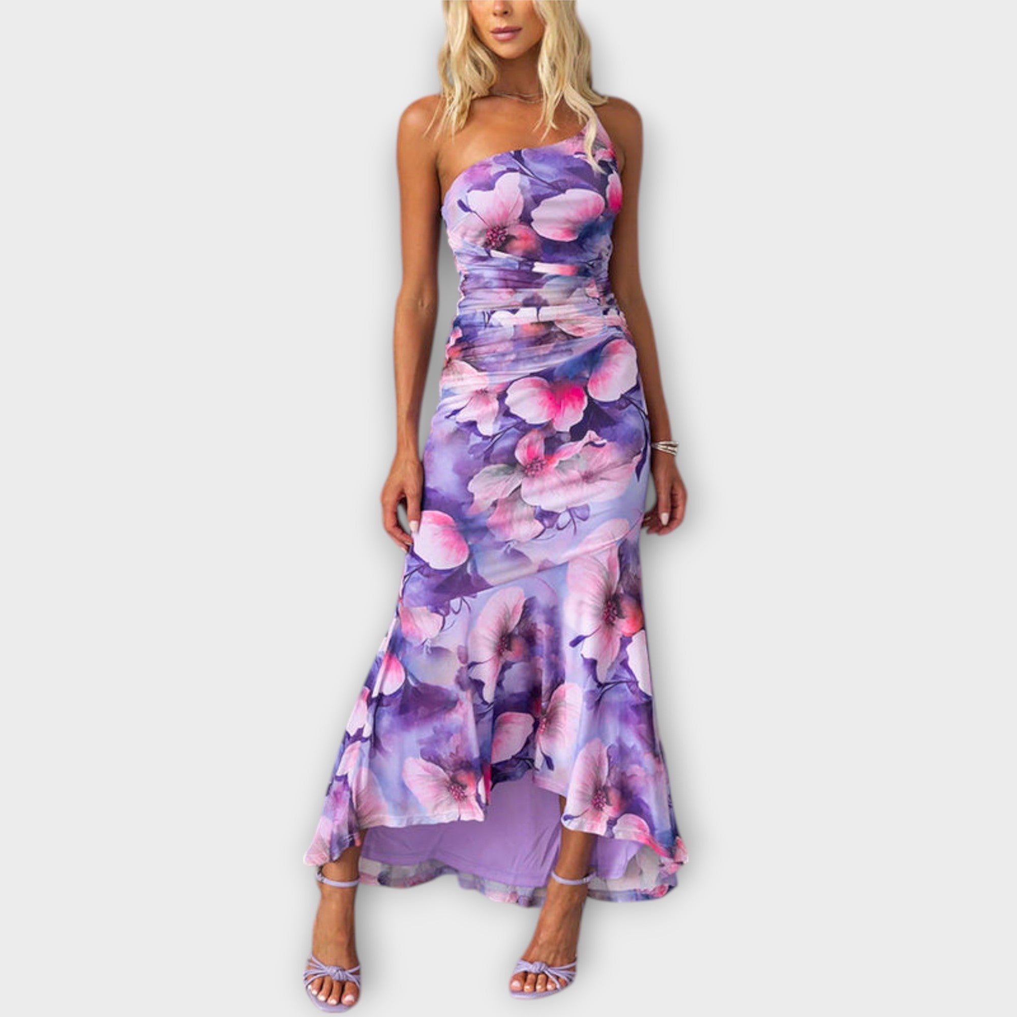 Maxi Dress With Asymmetrical Ruching