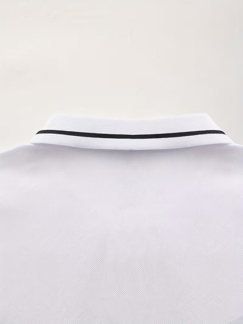 Men's Long Sleeve Rib-detail Stretch Golf Shirt