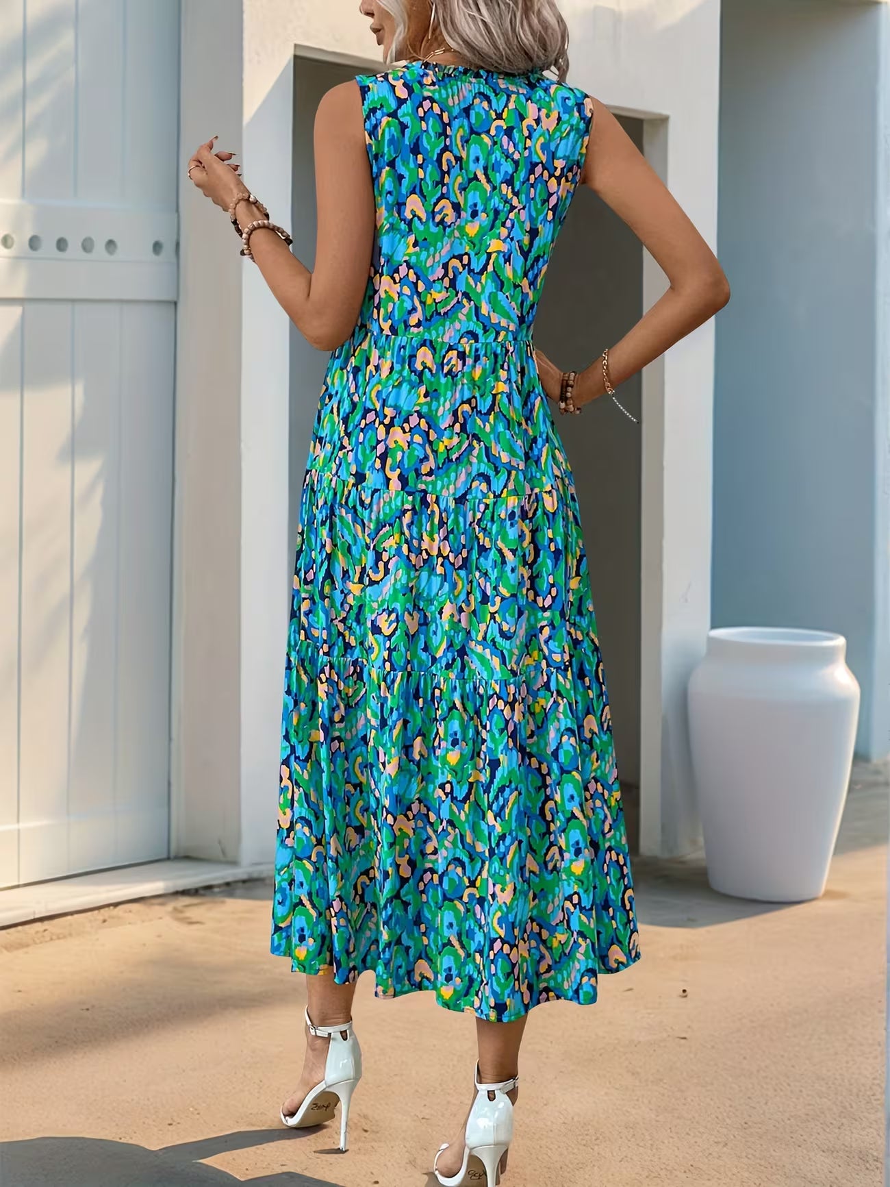 Women's Sleeveless Bohemian Fringe Tie Dress