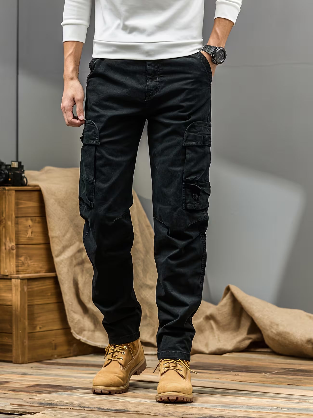 Men's Relaxed Straight-leg Cargo Pants Trousers