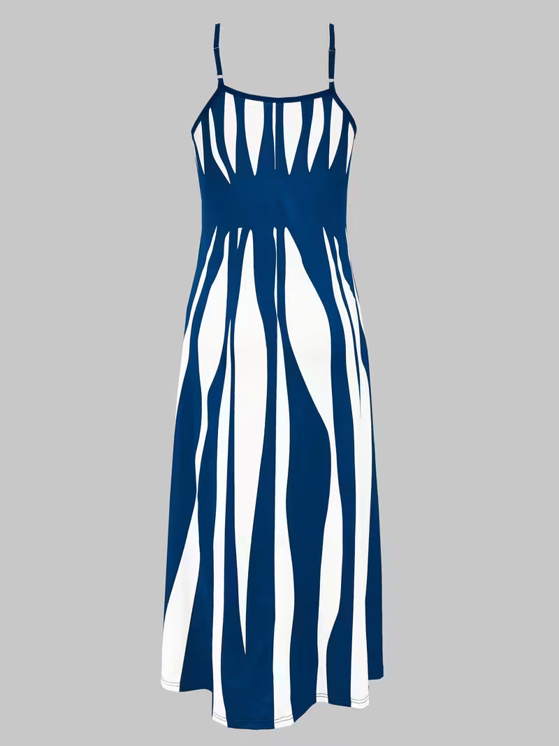 Women's Printed V-neck Slip Dress With Slim Straps