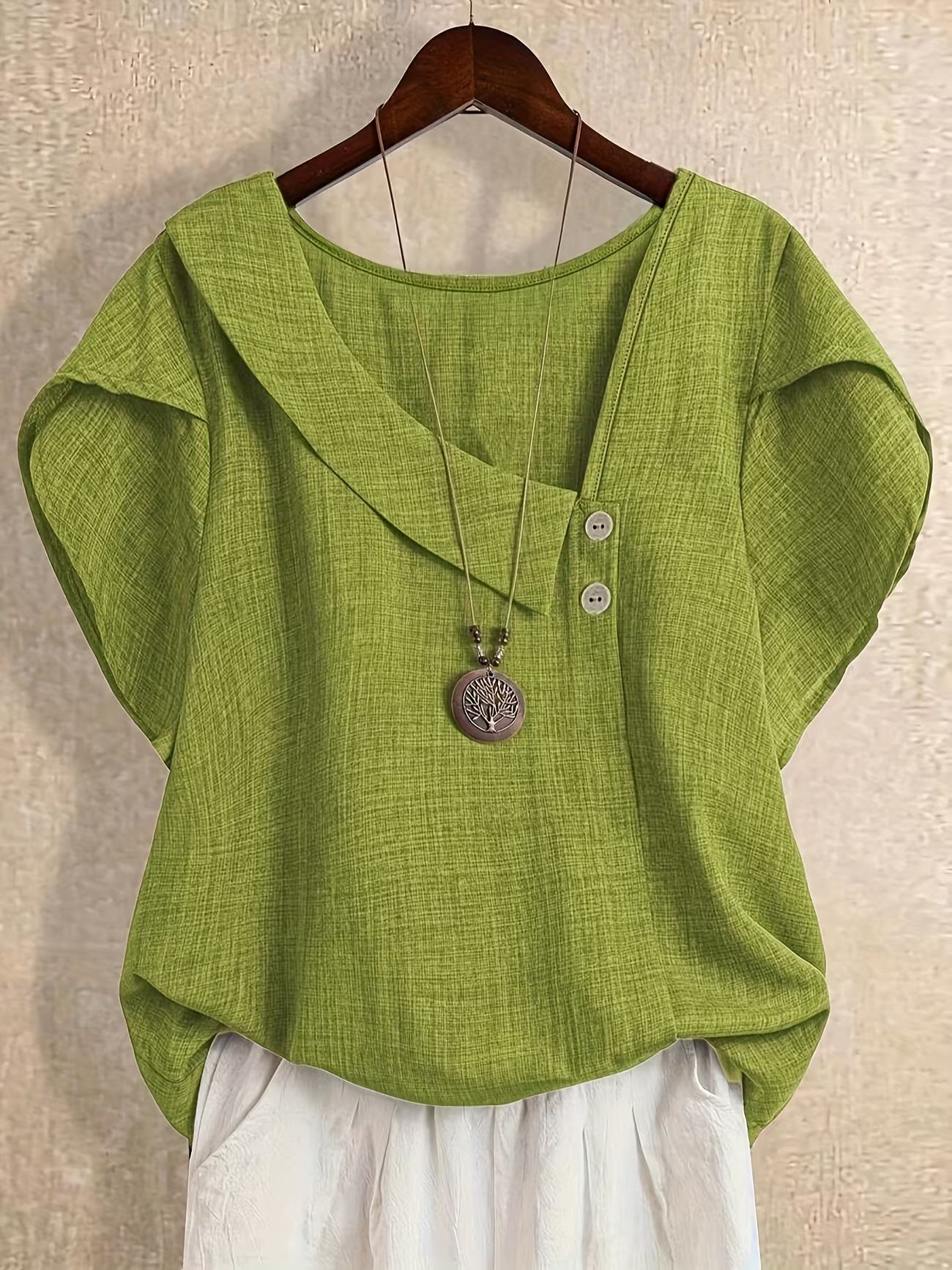 Women's Plus Size Relaxed Summer Button Shirt