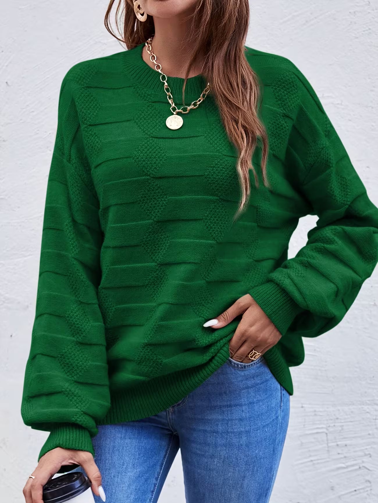 Women's Casual Crew Neck Long Sleeve Sweater Shirt