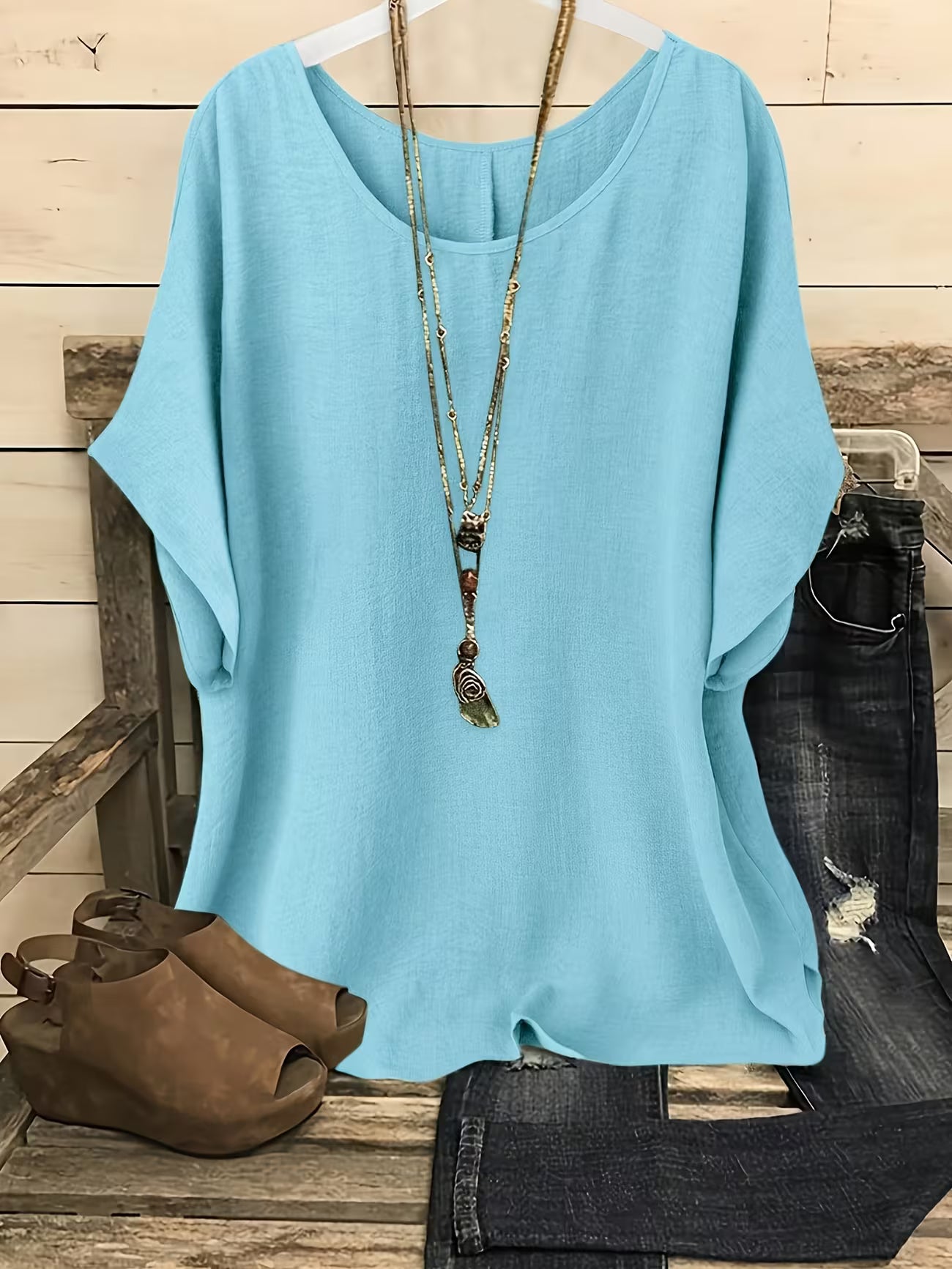 Women's Relaxed Fit Summer Short Sleeve Top Shirt