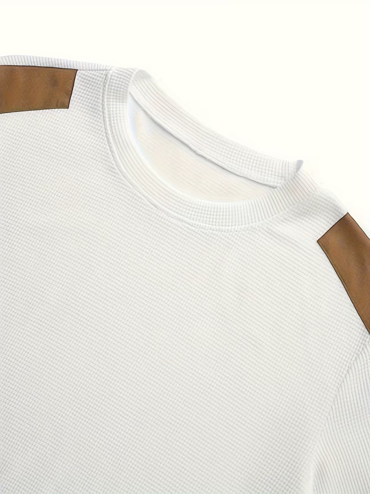 Men's Color Block Waffle Knit Crewneck Sweatshirt