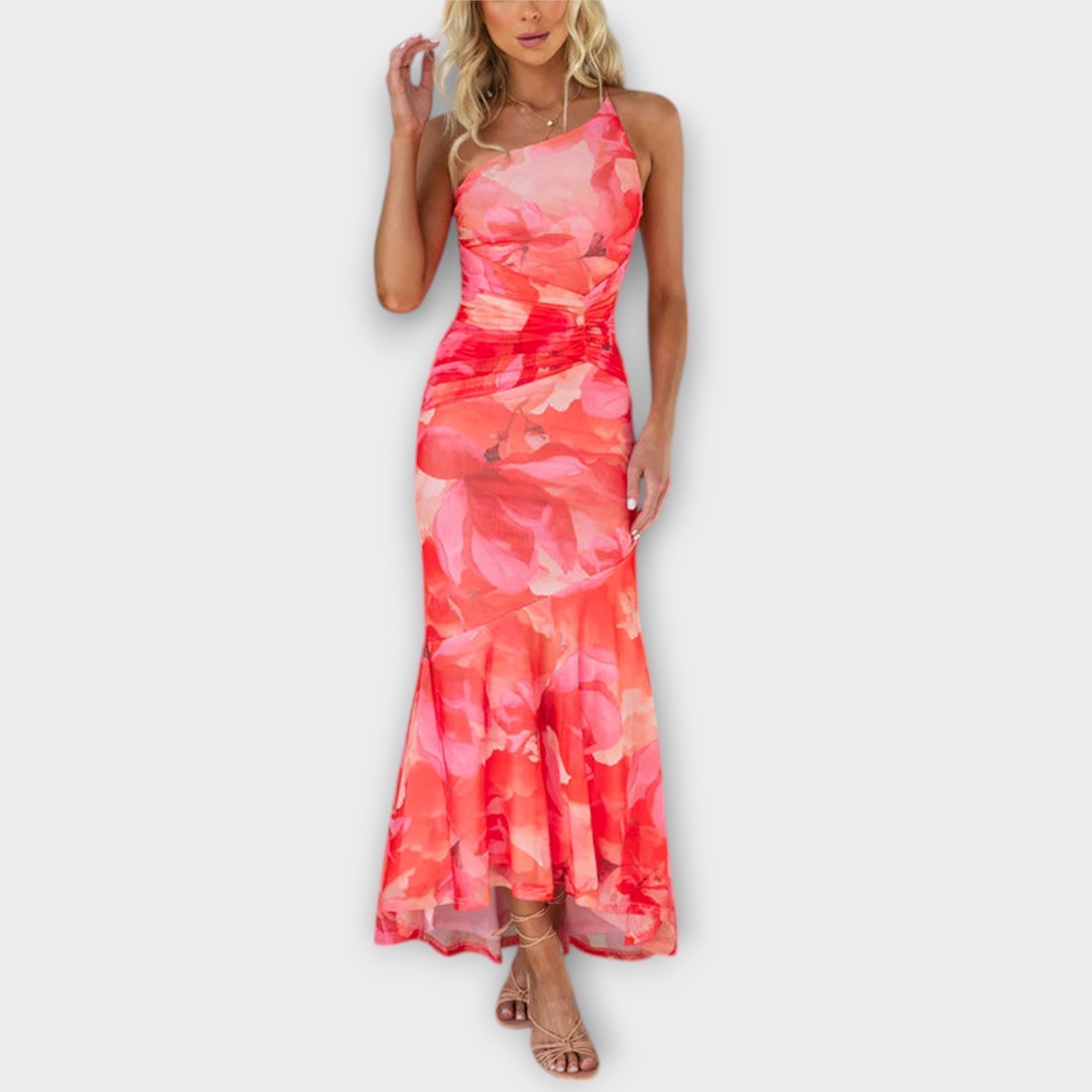 Maxi Dress With Asymmetrical Ruching