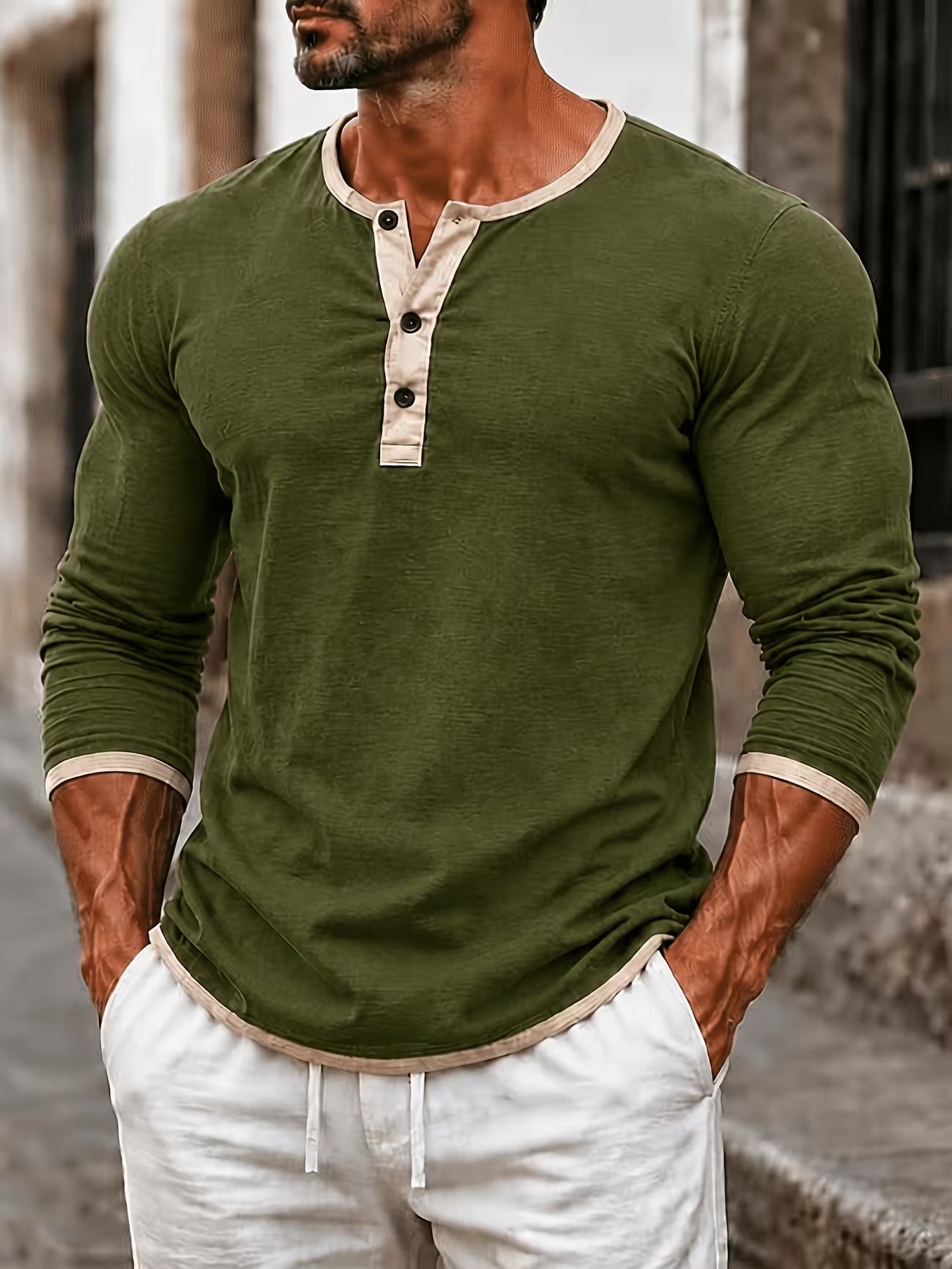 Men's Linen Button-up Beach Shirt