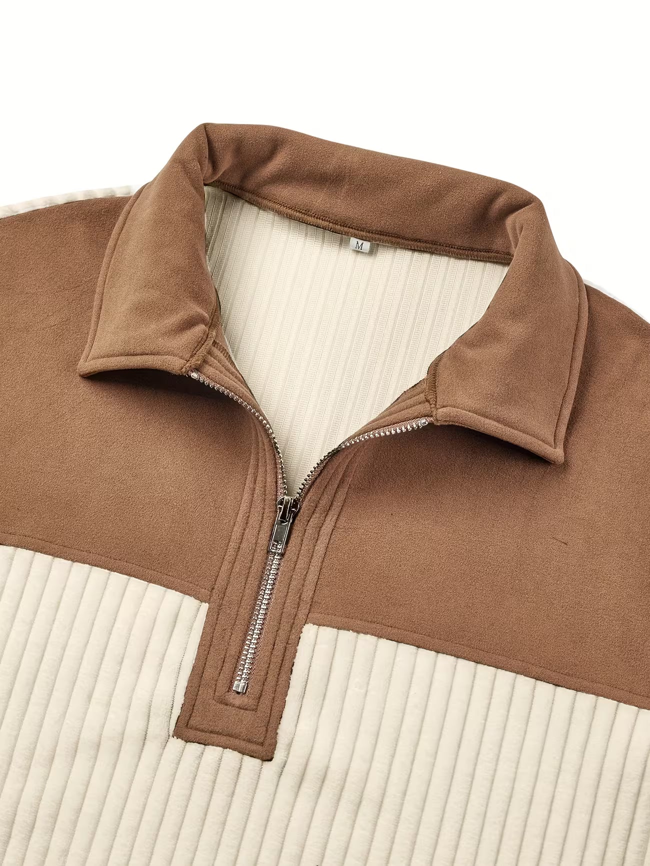 Men's Color Block Stand Collar Pullover Sweater Shirt