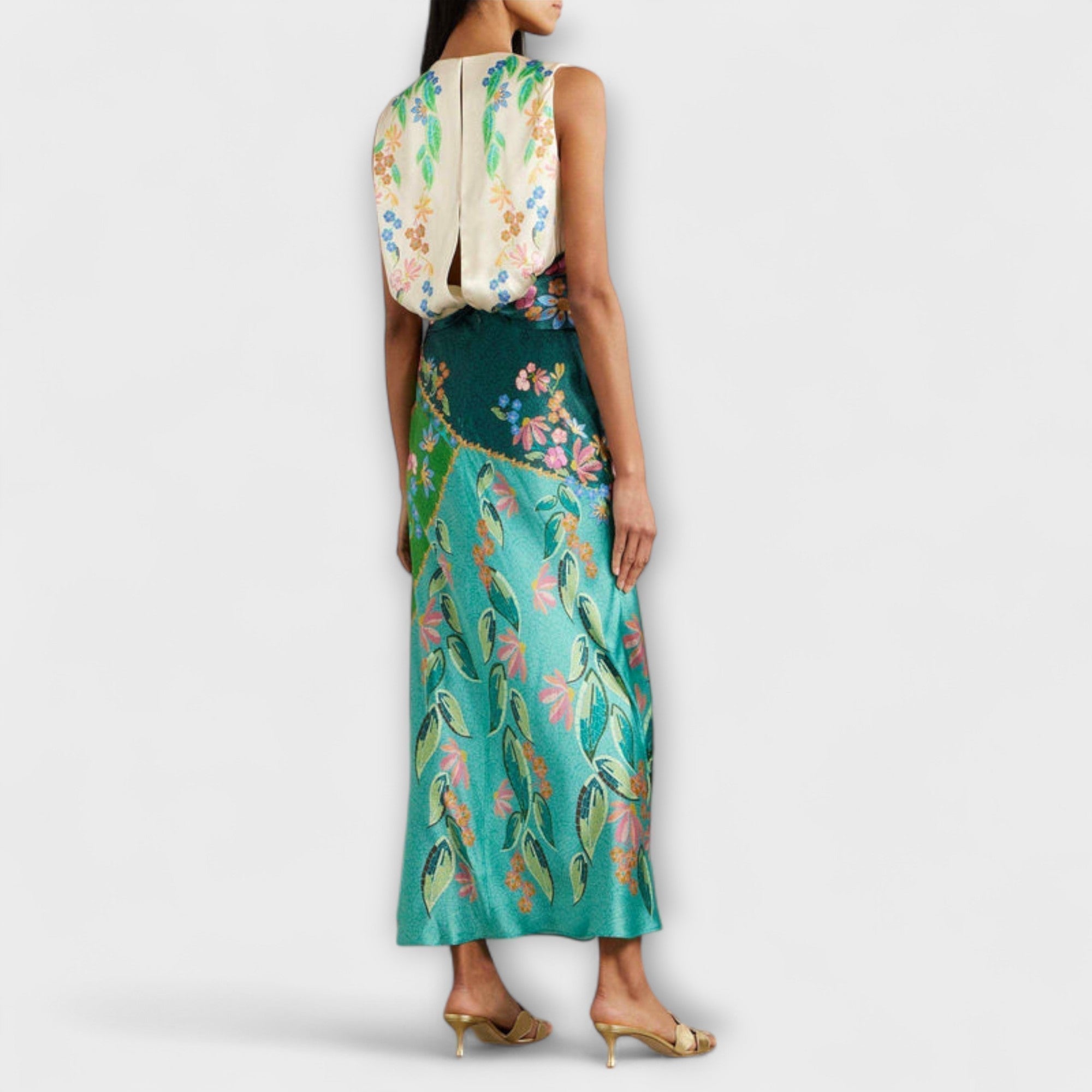 Elegant Twisted Draped Floral Maxi Dress
