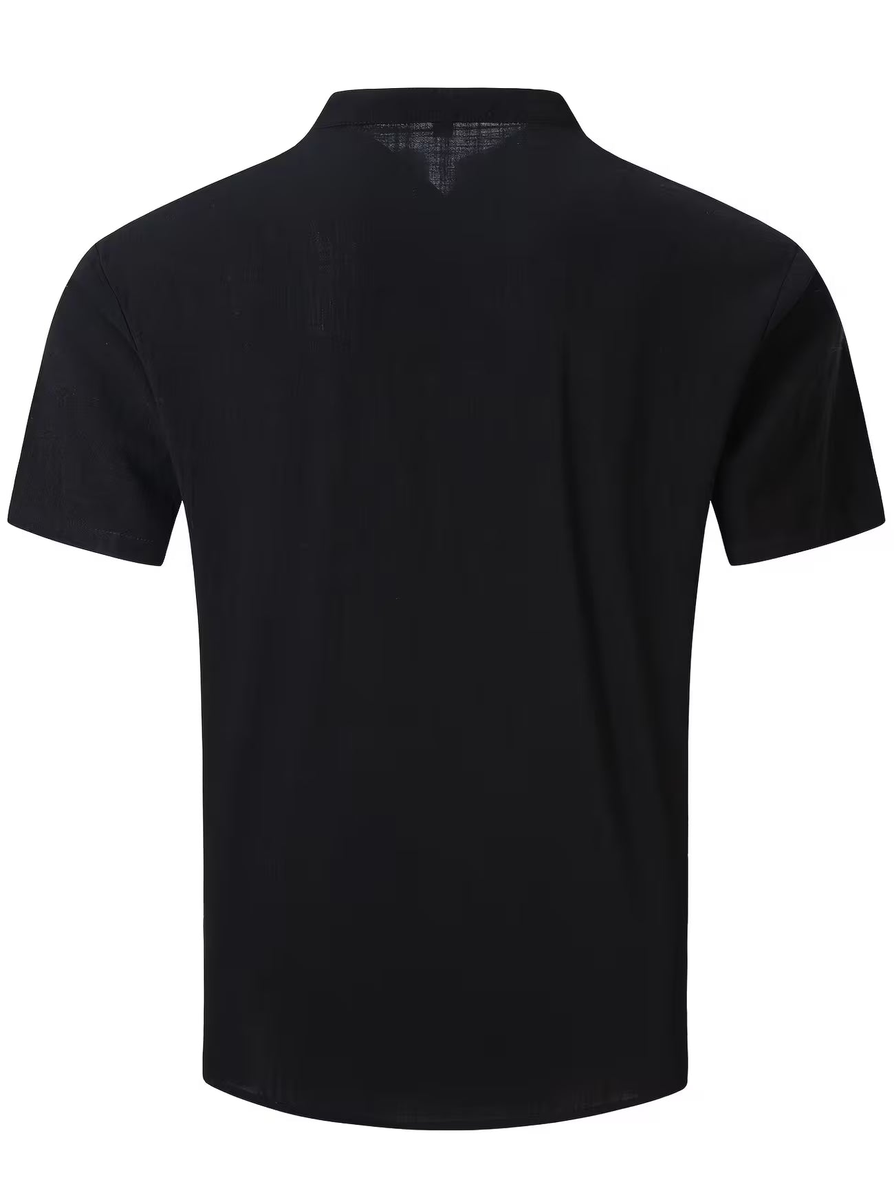 Mens Linen Stand Collar Short Sleeve Shirt
